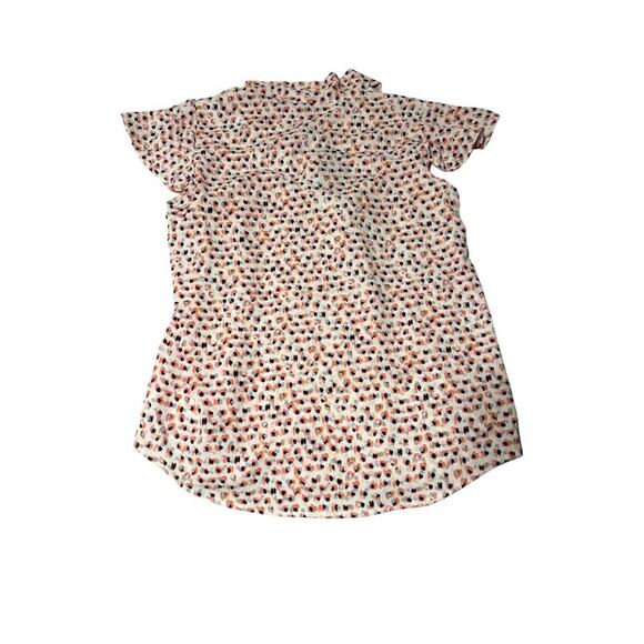 Adrianna Papell Orange Object Print Casual Shirt Women's Size Medium Tie Neck Bl - Picture 7 of 12